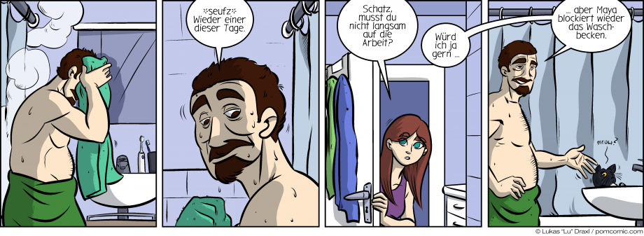 Piece of Me. Ein Webcomic über langsame Starts in den Tag und blockierte Waschbecken.