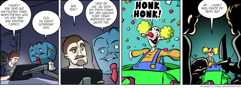 Piece of Me. Ein Webcomic über Halloween-Parties und Killer-Clowns. HONK HONK!