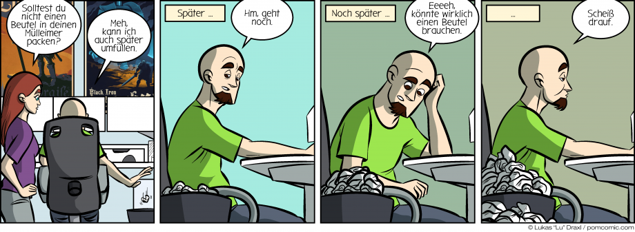 Piece of Me. Ein Webcomic über Müllbeutel und dreckige Aufschieberei.