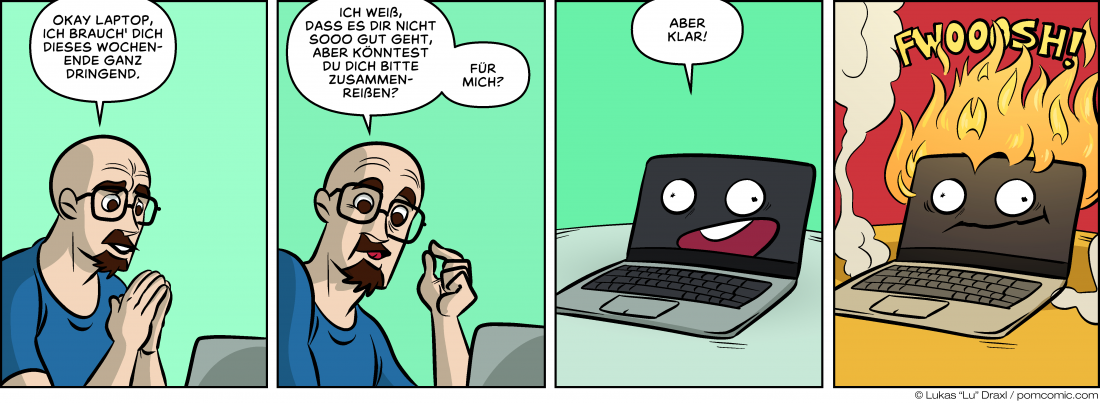Piece of Me. Ein Webcomic über Laptops und miserables Timing.