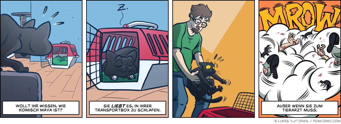 Piece of Me. Ein Webcomic über Katzen in Transportboxen.