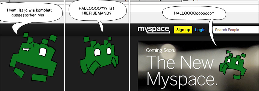 Piece of Me. Ein Webcomic über verlassene Soziale Netzwerke und verwirrte Space Invaders.