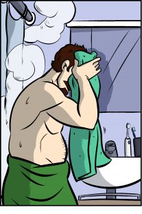 Piece of Me. Ein Webcomic über langsame Starts in den Tag und blockierte Waschbecken.